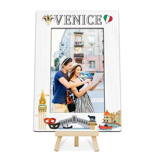 YSTEP Venice Travel Picture Frame, Wedding, Birthday, Vacation Honeymoon Gifts for Friends Couples, Vacation Tour Photo Frames Favors, 4x6 In Venice Themed Wooden Frames -H07