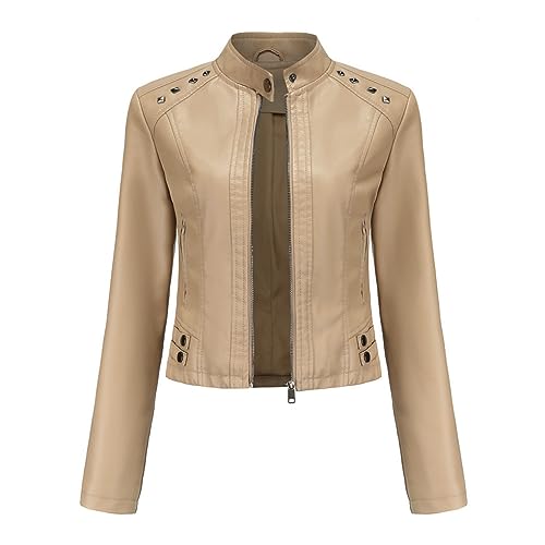 Veste simili cuir femme cintrée abricot : sublimez votre silhouette XL