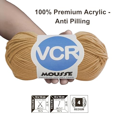 Image of VCR 4ply Yellow Ochre Yarn, 100 Grams Hank, 190 Meters Length, Acrylic Ball for Crochet and Knitting, Soft Crosia Threads, Pack of 1 Yarn, Suitable for DIY Crafts