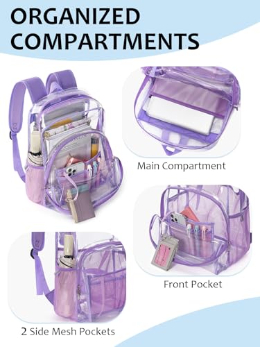 Image of Clear Backpack for School, Heavy Duty Transparent Bookbag