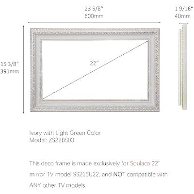 22inch Mirror Smart TV for Bathroom 1080P WebOS (ATSC Tuner) with Antique Deco Frames,2026 Model(22, TV with Ivory Frame)