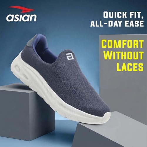 Image of ASIAN Wonderwalk-01 Men's Walking Shoes | Lightweight Slip-On Sneakers with Memory Foam Cushioning & Breathable Mesh Upper | Perfect for Walking, Office Wear, Travel & Daily Comfort