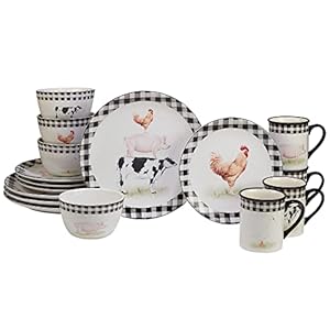 Certified International Farm 16 Piece Dinnerware Set, Service for 4, Multicolored