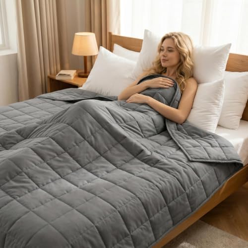 Weighted Blanket 20 lb, 60" x 80" Twin Size Cooling Cotton Machin...