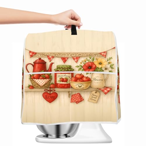 Image of Kitchen Dust Cover Compatible with 4.5 5 6 8 quart Stand Mixer, Kitchen Appliance Protective Covers with Top Handle and Pocket (Classic shelf, For All 6-8 qt Mixer)
