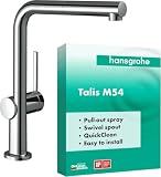 hansgrohe Talis M54 - Rubinetto da cucina con doccetta estraibile (1 getto), Miscelatore cucina con altezza bocca 270 mm, Rubinetto monocomando con bocca girevole, cromo, 72808000