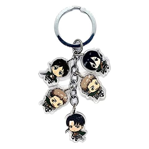 LizMatech Attack On Titan Anime Acrylic Keychain, Cute Anime Keychains Acrylic Keychains Double-Sided Pattern Cute/Small Phone Keyring Accessory Attack On Titan Keyring Cover