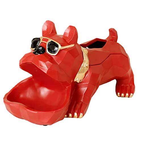 KITCISSL Schmuck Organizer Tablett Ablage Schlüssel Dekoschale, Taschenleerer Dekor Welpen Statue Tissue Box Tabletts Dekoschalen Wohnzimmer Modern Telefon Uhren Süßigkeiten Tablett (Color : Red) Cover