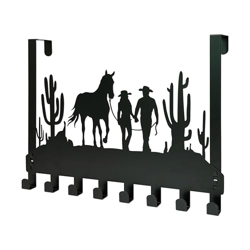 Prmstp Cowboy Over the Door Hook Hanger,8 Decorative Towel Rack Organizer