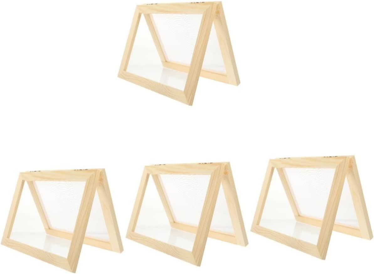 Dekoracje domowe rękodzieła, 4 szt. Materiały do ​​drukowania ramek DIY Rzemiosło Deckle Wytwarzanie papieru Drewniane dostawy Kwiaty Narzędzie dla dzieci Sito do rękodzieła Papier do form Siatka Form