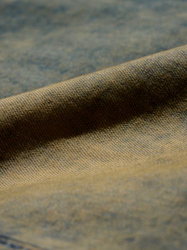 Image of The Souled Store Denim: Washed Green Men and Boys Buttoned Cotton Blend Straight Fit Cargo Jeans