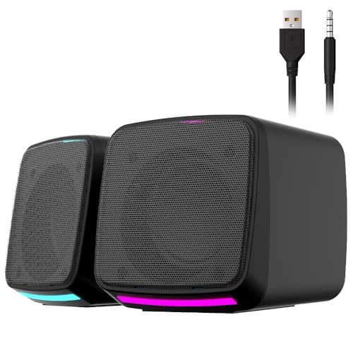 Altavoces para PC con luces RGB dinámicas y conexión Jack AUX 3.5mm