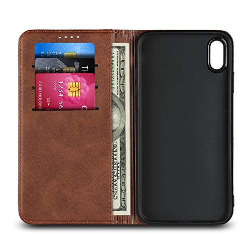 Zouzt Premium Pu Leather Wallet Case Compatible Iphone Xs Max,Folio Flip Case With Magnetic Closure/Kickstand Feature/Card Slots(Dark Brown) #TOP1