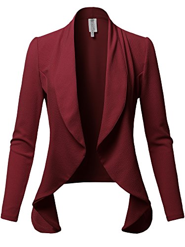 Women's Solid Formal Office Style Open Front Long Sleeves Blazer - Made in USA3