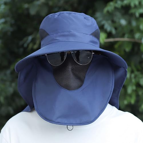 Image of Kraptick Headwear Hats - Lightweight Sun Hat with Detachable Face Cover Foldable Boonie Cap for Travel, UV Protection Summer Cap & Chin Strap with Adjustable Toggle for Secure Fit (DMUG893-A-VV)