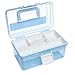 MyGift 10 Inch Plastic Storage Box with Removable Tray, Blue Craft Organizer and Art Storage Box, Multipurpose Storage Container for Tools, Playdoh, Bead, Sewing, Medicine, Tackle, Art Supply