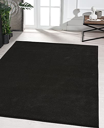the carpet Marley élégant Tapis de Salon Design, Tapis de Salon à Poils Courts Doux & Facile d'entretien en Noir, Tapis 120 x 170 cm