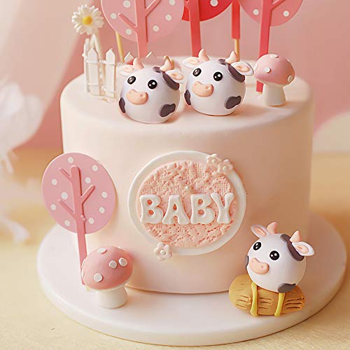 Jevenis Cute Cow Cake Decoration Farm Animal Birthday Cake Topper Cow Cake Topper For Farm Animal Baby Shower Birthday Party Decorations #TOP3