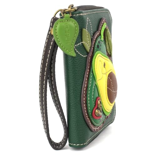 Image of CHALA Zip Around Wallet, Wristlet, 8 Credit Card Slots, Sturdy Pu Leather - Avocado - dark green