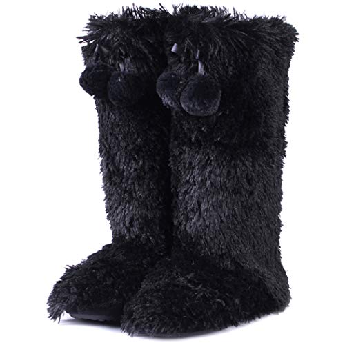 Home Slipper - Zapatillas de estar en casa para mujer, forro polar suave, cálidas, para interior, Negro (Negro), 39 EU