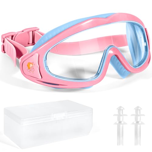 NXPZ Gafas de Natación para Niños, Máscara de Buceo Infantil de 180° Panorámica, Protección UV, Antivaho, Diseño Antifugas, Ajuste Rápido, Gafas de Natación Unisex para Niños y Niñas de 3 a 15 Años