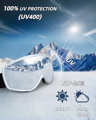 Ski Goggles for Men & Women, OTG UV400 Protection, Dual Anti-Fog Lens, Spherical Lens for for Skiing & Snowboarding - Image 4