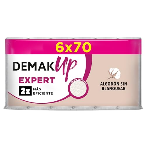 Demak'Up Disques démaquillants Expert Round 6 x 70 unités, sans blanchiment, texture nid d'abeille, sachet de 670 unités