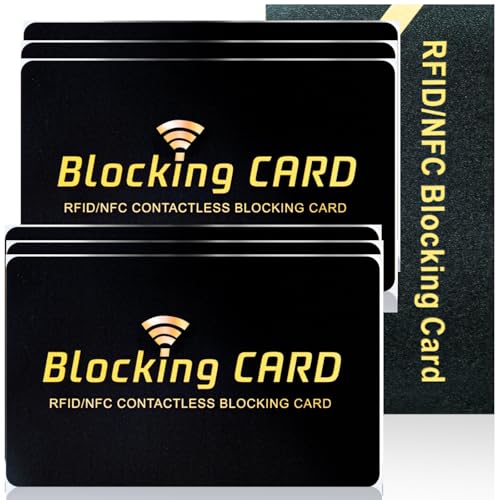 Aigee RFID Blocking Cards 6 Pack, Contactless NFC Debit Credit Card Passport Protector, One Card Protects Entire Wallet for Men and Women, New RFID Blocking Technology No Batteries Required (Black)