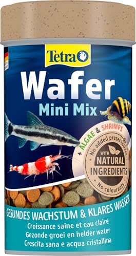 Tetra Wafer Mini Mix - Fischfutter für kleine Bodenfische (z. B. Welse) und Krustentiere, für gesundes Wachstum und Vitalität, 100 ml Dose