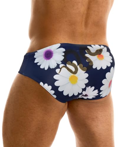 MIZOK Men's Sexy Bikini Swim Briefs Quick Dry Printed Swimsuit Beach Swimwear with Drawstring4