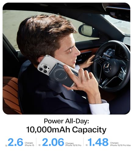 Image of TORRAS 10,000mAh, Qi2 Certified,15W Fast Wireless Portable Charger with USB C Cable, 20W in /Out Wired Charging Power Bank with Stand, Magnetic Battery Pack for iPhone 17 Pro Max /16 /15 /14 /13 /12