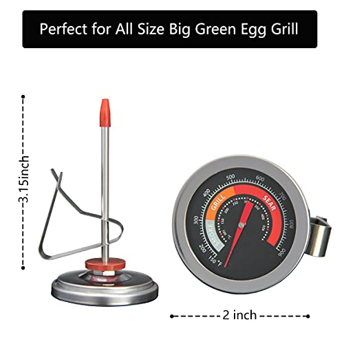 DOLAMOTY 2 Inch Thermometer Replacement for Big Green Egg, BGE Temperature Gauge for Big Green Egg,Grill Dome, Char-Griller Kamado, Stainless Steel 150-900°F with No-Fog Glass Lens