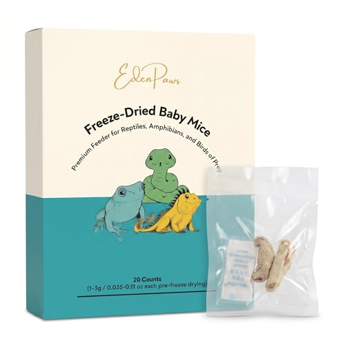 EDENPAWS Freeze-Dried Baby Mice for Reptiles Birds of Prey & Exotic Pets Whole-Prey Feeder High Protein Easy to Store Feed Dry or Rehydrate 20 Count 1.3 oz (37 g)