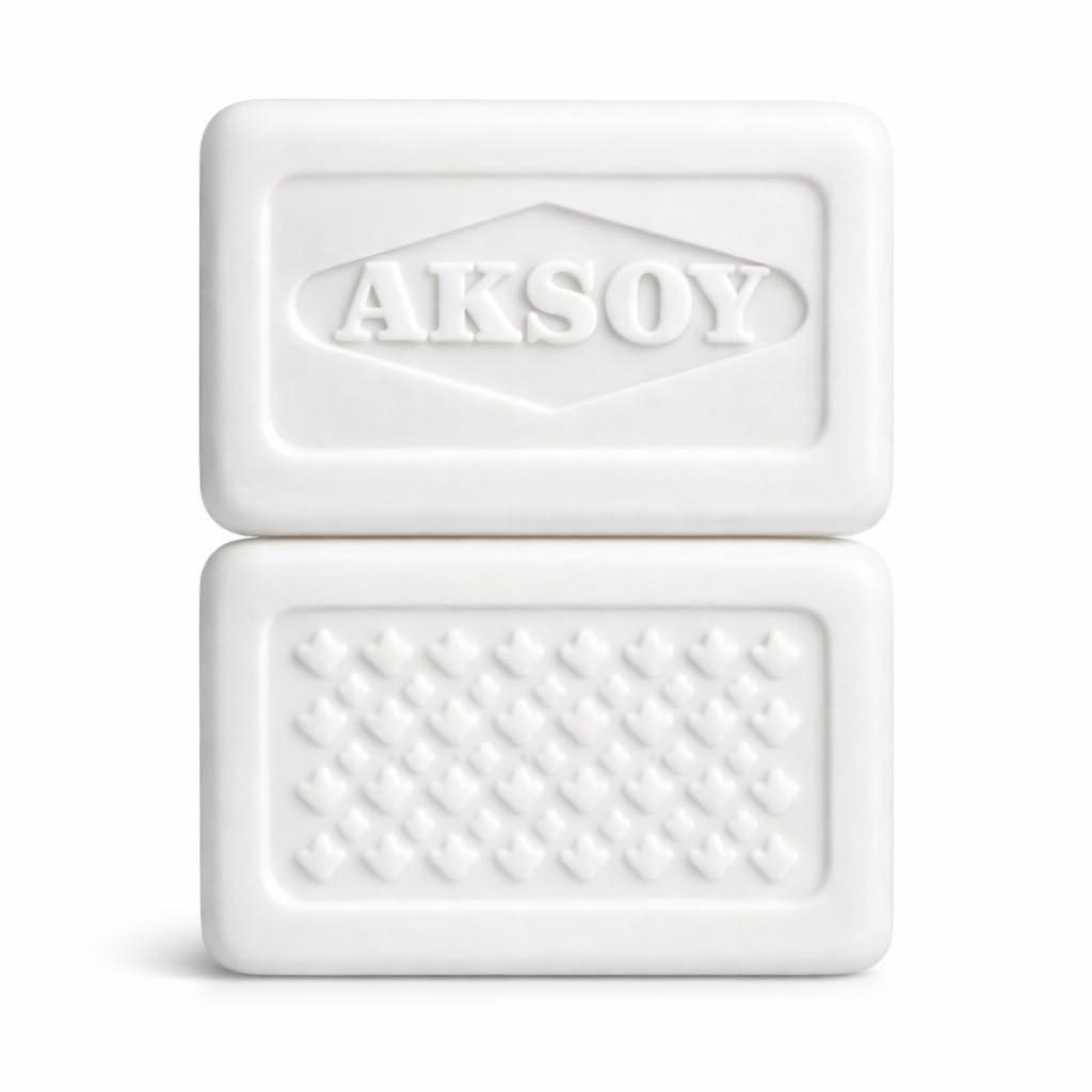 Aksoy 140g Turkish Bath Soap, Natural and Chemical-Free, Authentic Hammam Aleppo Olive Oil Soap Bar, Natural Unscented, Vegan, Gentle Cleansing for Sensitive Skin