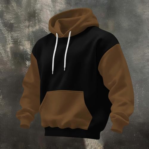 Mens Hoodies Pullover Oversized Color Block Workout Hooded Sweatshirt - image 3