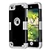 Case for iPod Touches Cases 6th Generation for iPod Touch 5 6 Case, CheerShare Dual Layered 3 in 1 Case for iPod Touch 5 6th Generation (Black + White)