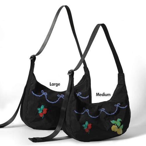 Image of Medium Nylon Crossbody Crescent Bag: Slouchy Style Shoulder Casual with Adjustable Strap