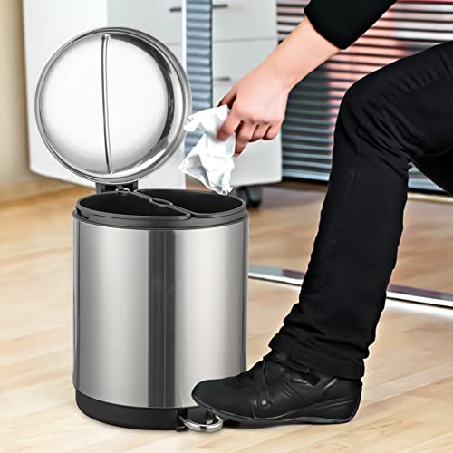 Image of GlowSol Dual Trash Can, 8 Gallon 30 Liter Kitchen Stainless Steel Double Trash Can and Recycling with Removable Inner Buckets and Foot Pedal, Dual Compartment Trash Can