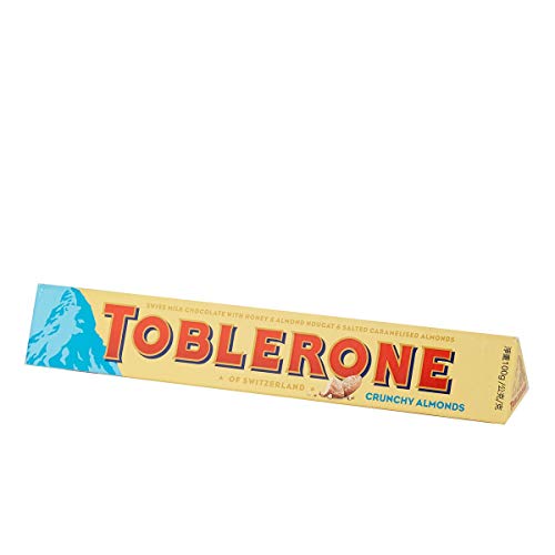 Image of Toblerone of Switzerland Swiss Milk Chocolate with Crunchy Almonds, 6 Pack Pouch, 6 X 100 Gram, 600 Gram