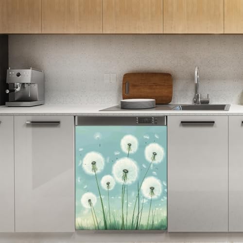 Cubierta magnética para lavavajillas de flores de diente de león panel reusable 3