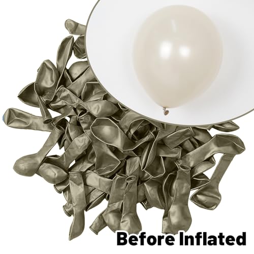 Image of Pearl White Sand Balloons 12 Inch, 60 PCS Beige Cream Off White Pearl Balloons, Boho Neutral Nude Tan Latex Helium Party Balloon for Garland Birthday Wedding Baby Shower Anniversary Party Decorations