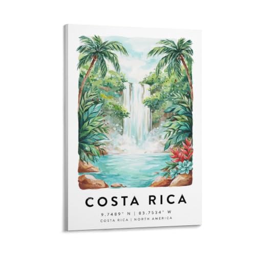 Poster aquarelle Costa Rica de 50x75 cm pour décoration murale vintage