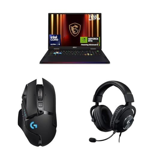 Image of MSI Raider Gaming Laptop,Intel Core Ultra 9 285HX+24GB RTX 5090,64GB,4TB SSD with Logitech G502 LS Wireless Gaming Mouse, 25000DPI Programmable and Logitech GProX Wired Gaming Headset