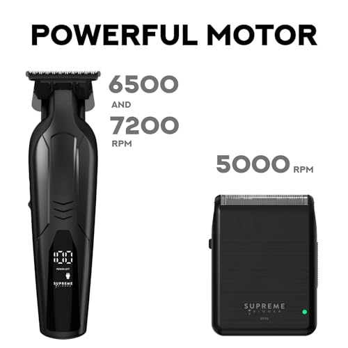 Image of Supreme Trimmer 2-in-One Vader Lite + Solo Lite Foil Shaver Kit | Barber, at Home or Travel Hair Cutting Kit | Black