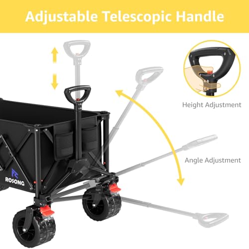 Image of 220L Folding Wagon with Detachable 14 Gallon Cooler Bag, Extra Large All-Terrain Heavy Duty Collapsible Beach Wagon Cart with Big Wheels, Foldable Utility Cart for Camping, Tailgate