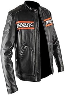 WWE HD Goldberg Harley Motorcycle Black Leather Biker Jacket (L, Genuine Lambskin Leather)