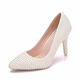 ❤ Fersentyp: High Heels. Bewinch Damen Brautschuhe, Hochzeitsschuhe Perlmuttschuhe Mit Hohen Absätzen Einzelschuhe Party Dinner Bühnenkleider Schuhe Für Erwachsene Geschenkschuhe,Beige,36 EU