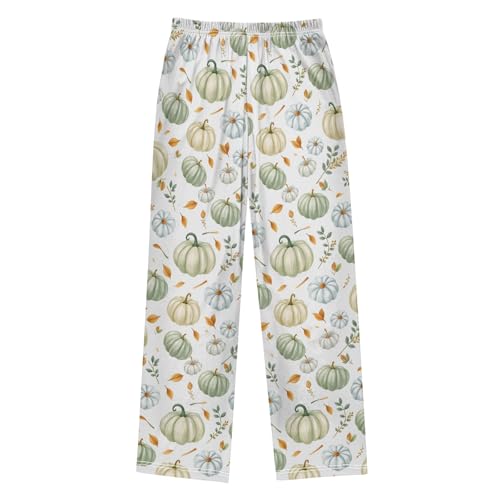 Pajama Pants Lounge Sleep PJ Bottoms Sleepwear Elastic Waist Drawstring S Green Pumpkin2