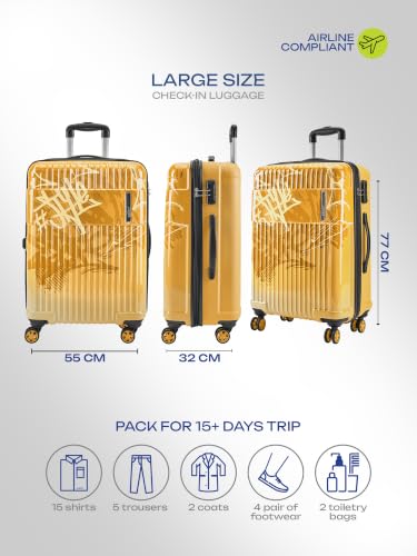 Image of Safari Scrib Large 8 Wheels 77cm Check-in Trolley Bag Hard Case Polycarbonate 360 Degree Wheeling System Luggage, Trolley Bags for Travel, Suitcase for Travel, Amber Dune Printed