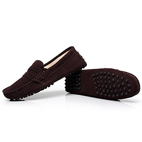 Image of ANUFER Women's Classic Suede Penny Loafers Comfort Handmade Slipper Moccasins